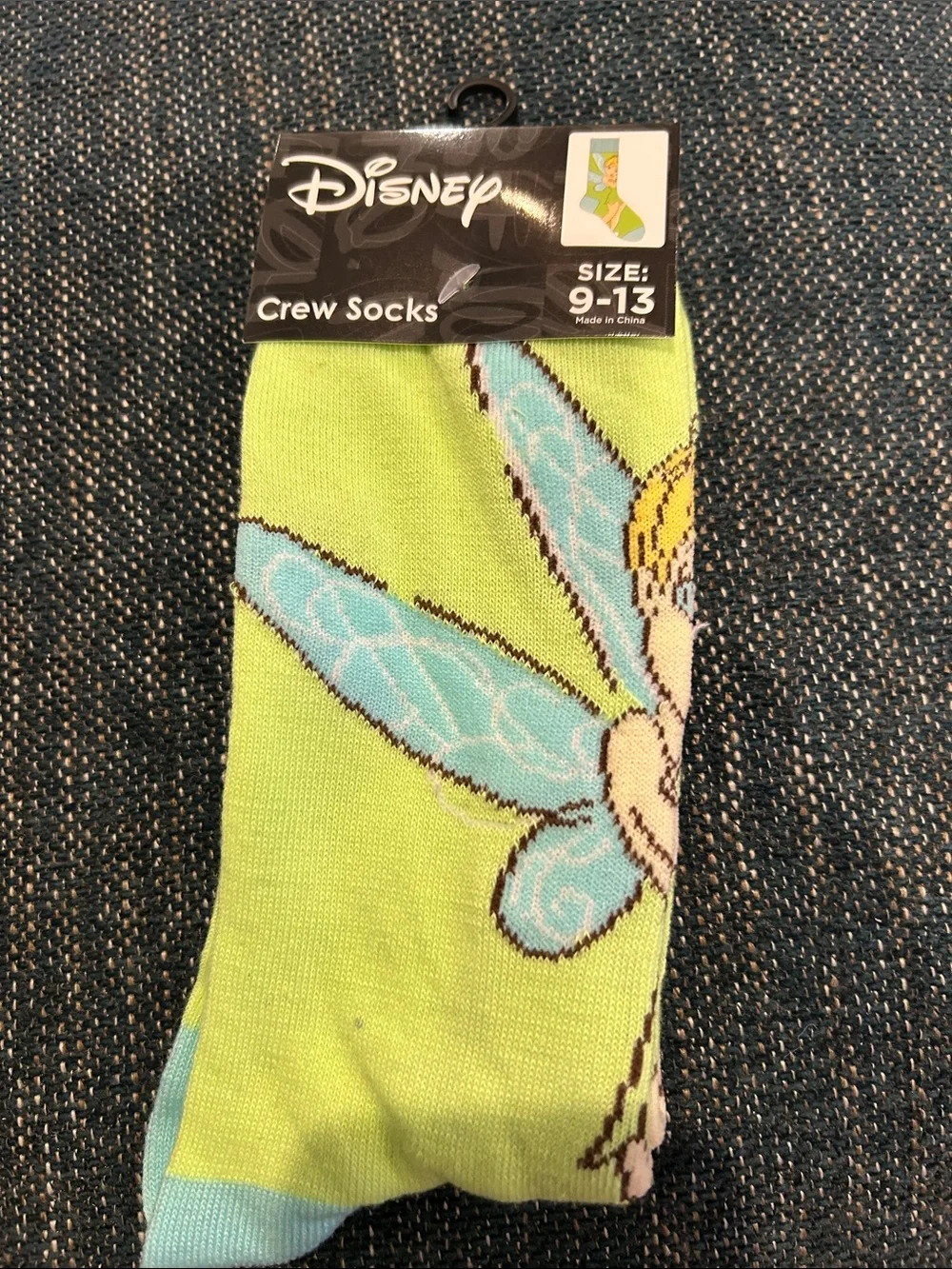 Disney Tinker Bell Crew Socks - Lime Green & Light Blue